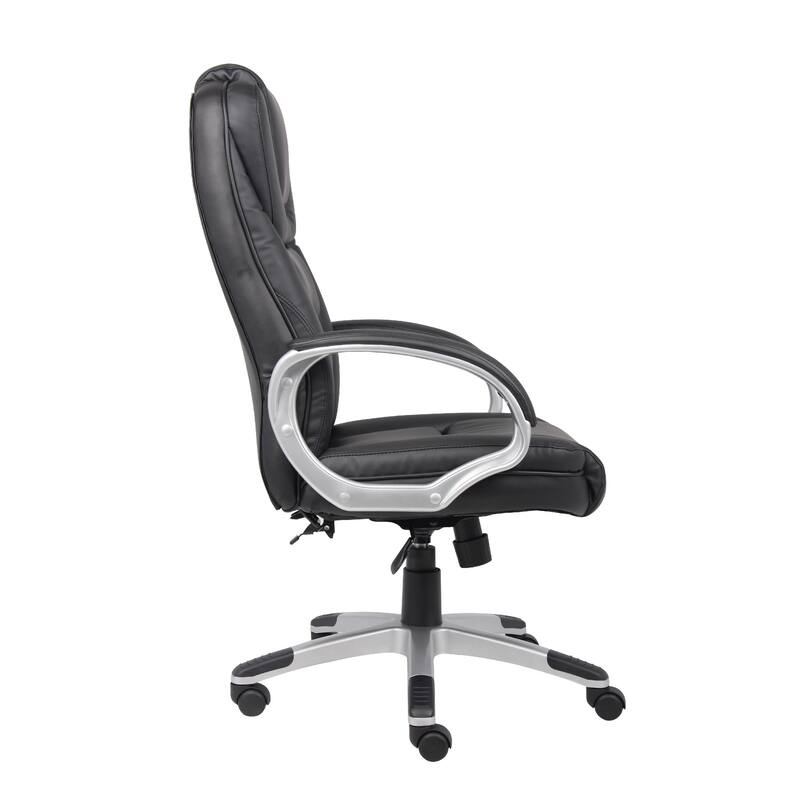 Ziko Swivel Executive Chair with Waterfall Seat, Black Faux Leather