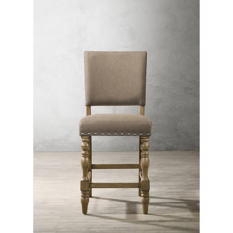 Roundhill Furniture Birmingham 6-piece Driftwood Finish Table with Nail Head Chairs Counter Height Dining Set