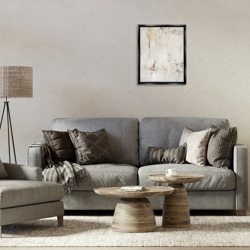 Stupell Natural Muted Abstract Framed Floater Canvas Wall Art Design By Victoria Barnes