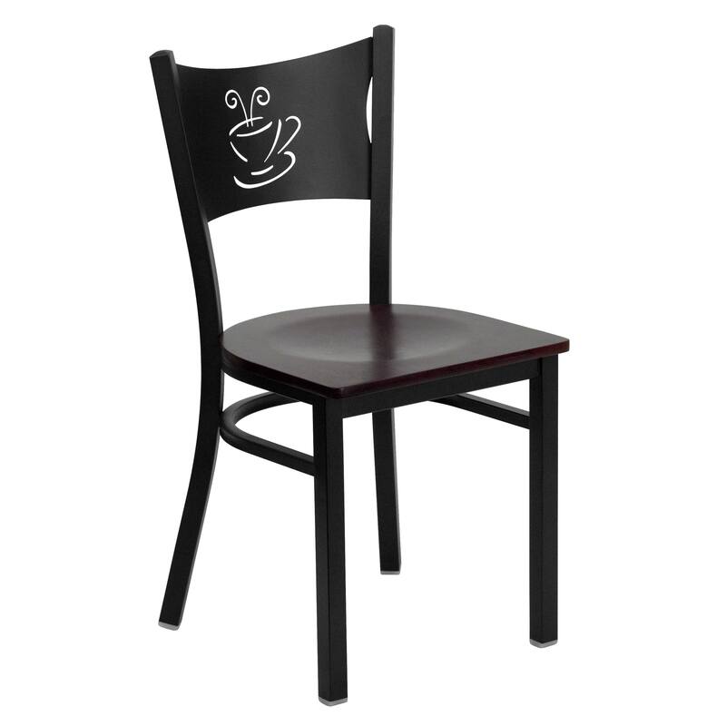 2 Pack Coffee Back Metal Restaurant Chair - 17.25"W x 20"D x 33.25"H