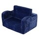 preview thumbnail 1 of 11, Foam Flannel Foldable Kids Sofa with Washable Cover - 40.94” L x 22.83” W x 12.60” H Blue