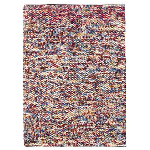 ECARPETGALLERY Braid weave Sienna Burgundy Wool Rug - 4'1 x 5'8
