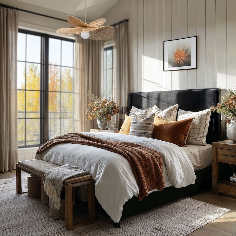 Whisper Rattan Pendant Light Natural Large Sculptural 1-Light Handwoven Light Fixture For Modern, Coastal, Farmhouse Room Décor.