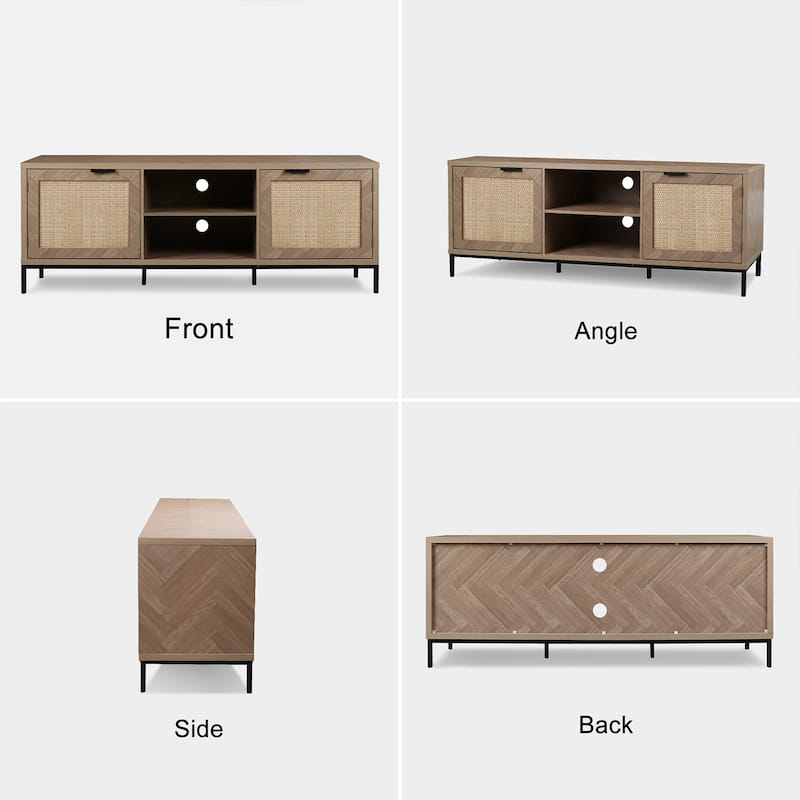 Anmytek Mid-Century 2-Door 59'' L Wood TV Stand Media Console TV Entertainment Center for TVs up to 65" - 59"