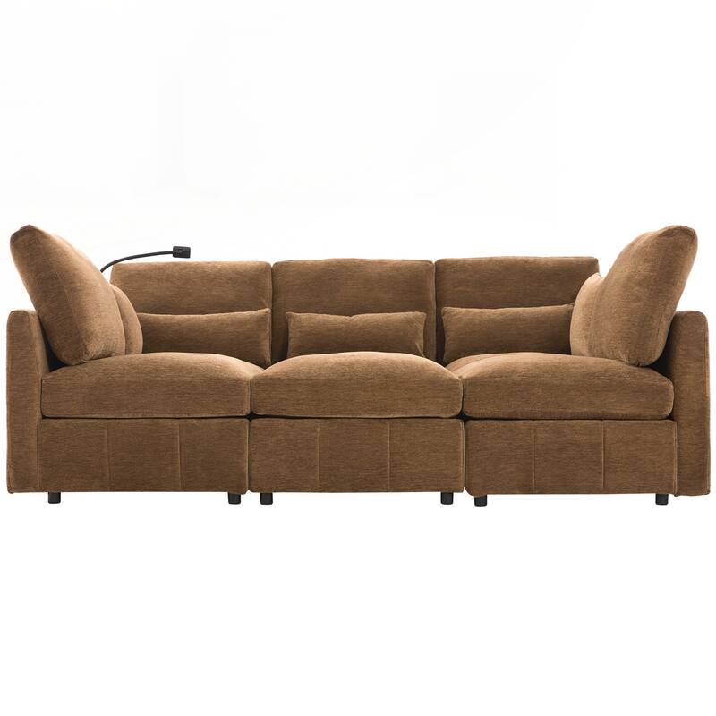 Modern Sectional Sofa Modular Sofa 85.4" U-shaped Sofa Couch Sofa Bed L-shaped Sofa with a Movable Ottoman