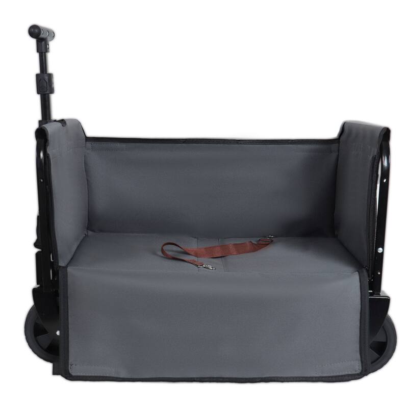 All-In-One Convertible Folding Camping Wagon Cart: Bench Seat, Storage Compartment & Included Dog Tether