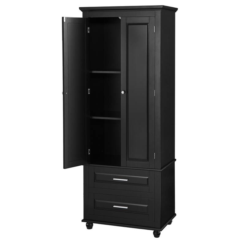 GDFStudio - Ashton Tall Storage Cabinet with Drawers, Adjustable Shelves