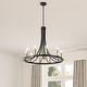 preview thumbnail 2 of 7, Cotys 30" 11-Light Modern Iron Adjustable Wagon Wheel LED Chandelier with Downlight, Black/Brass Gold, by JONATHAN Y