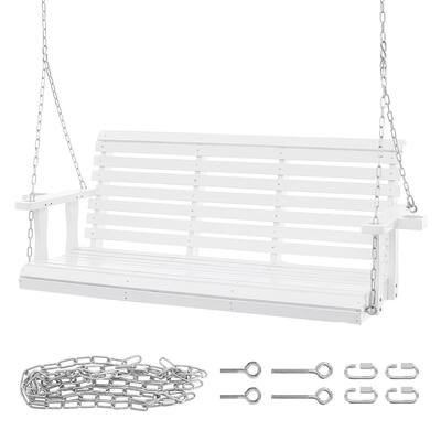 White Cedar Wood Porch Swing with Steel Chains and Cup Holders - 67” L x 28” W x 23.6” H