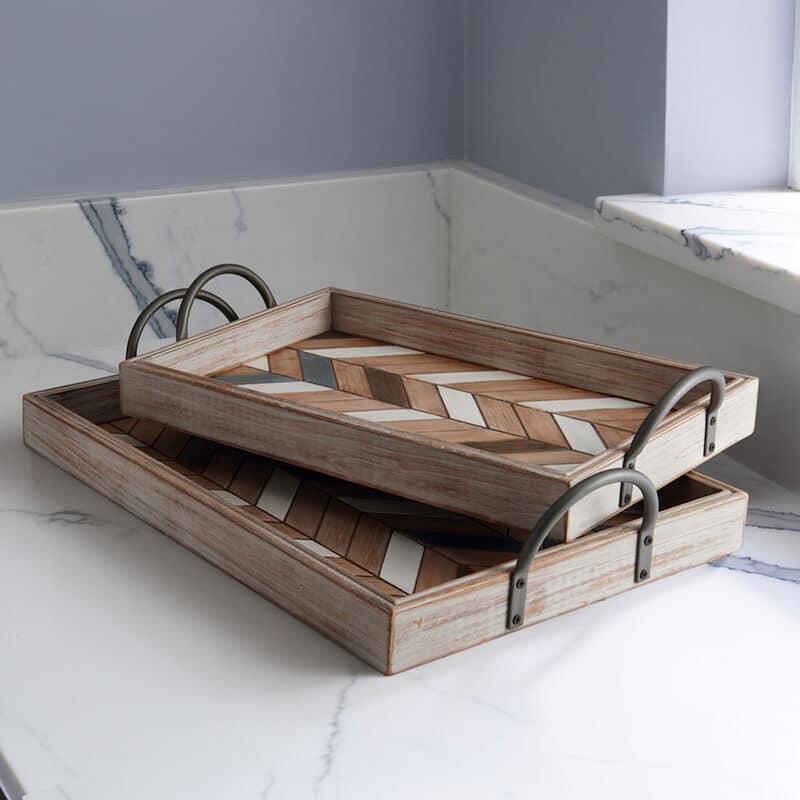 Elements Set of 2 Parquet Trays, 21, 23 Inch