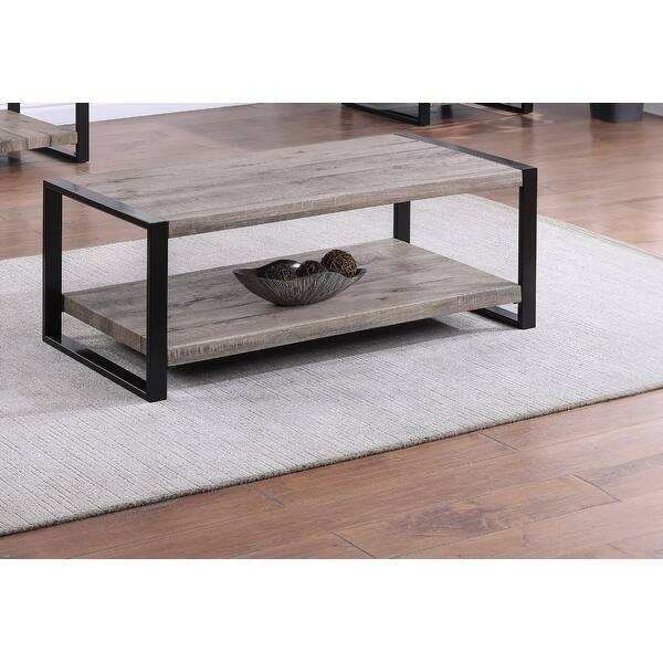 1pc Contemporary Coffee Table with Storage Shelf Rustic Brown Finish ...