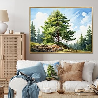 Designart "Proud Pine Tree I" Tree Pine Framed Canvas Art Print - Bed ...