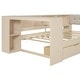 preview thumbnail 7 of 16, Twin Size Wood Platform Bed with Storage Shelves, Drawers, Charging Station and Upholstered Headboard, Cream