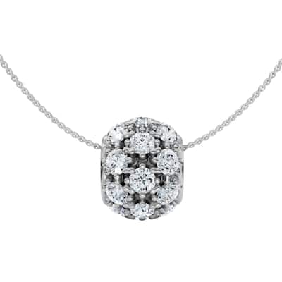 1ct Diamond Pave Puff Slide Pendant White Gold Necklace