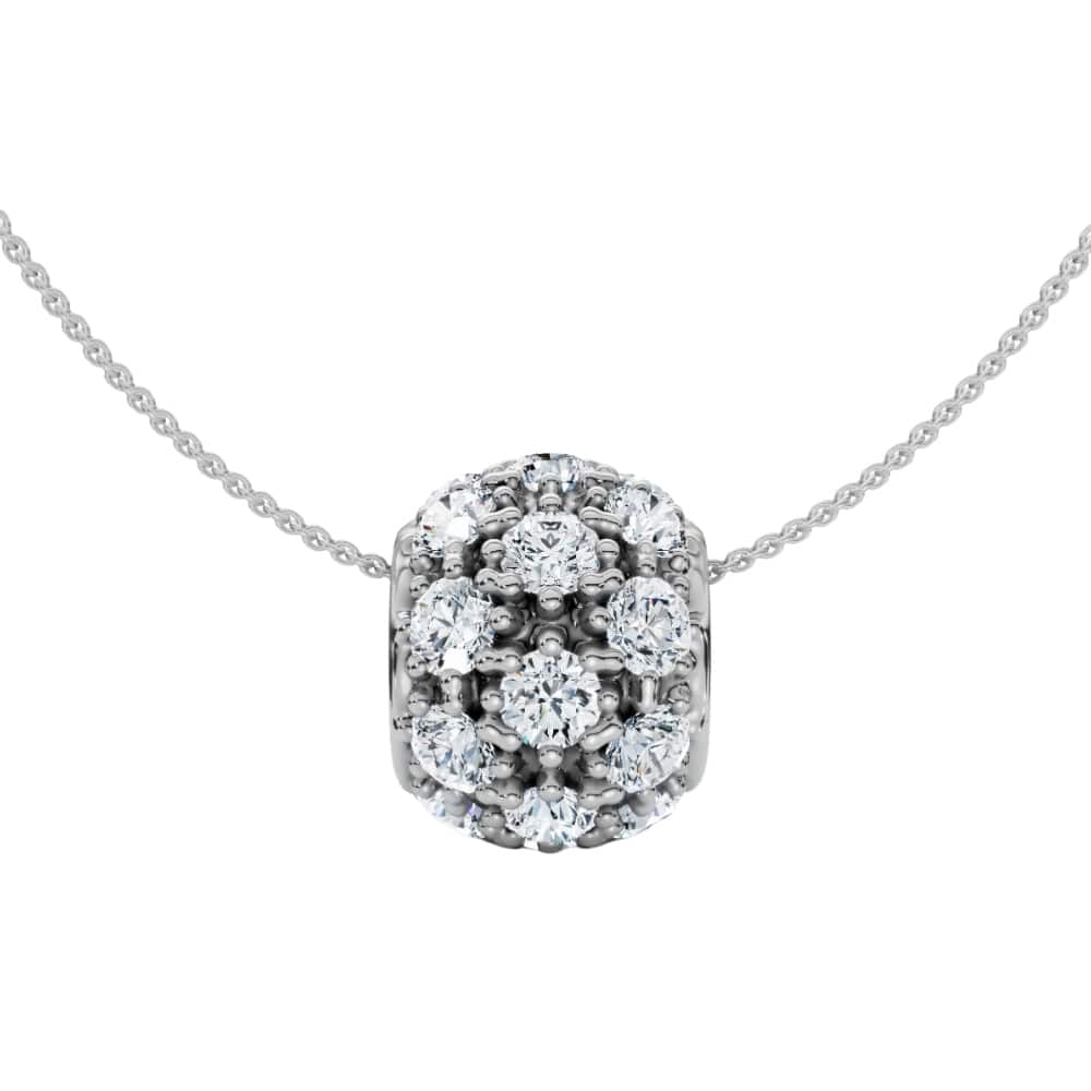 1ct Diamond Pave Puff Slide Pendant White Gold Necklace
