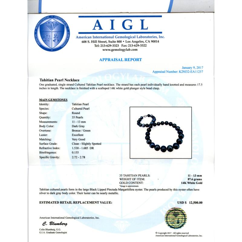 Auriya 14K White Gold Tahitian Pearl Necklace - Grey