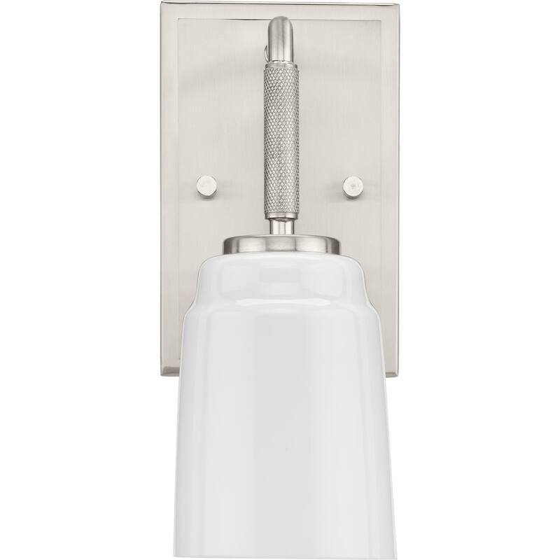 Spenser Collection One-Light Brushed Nickel Industrial Vanity Light - 4.5 in x 5.75 in x 10.62 in