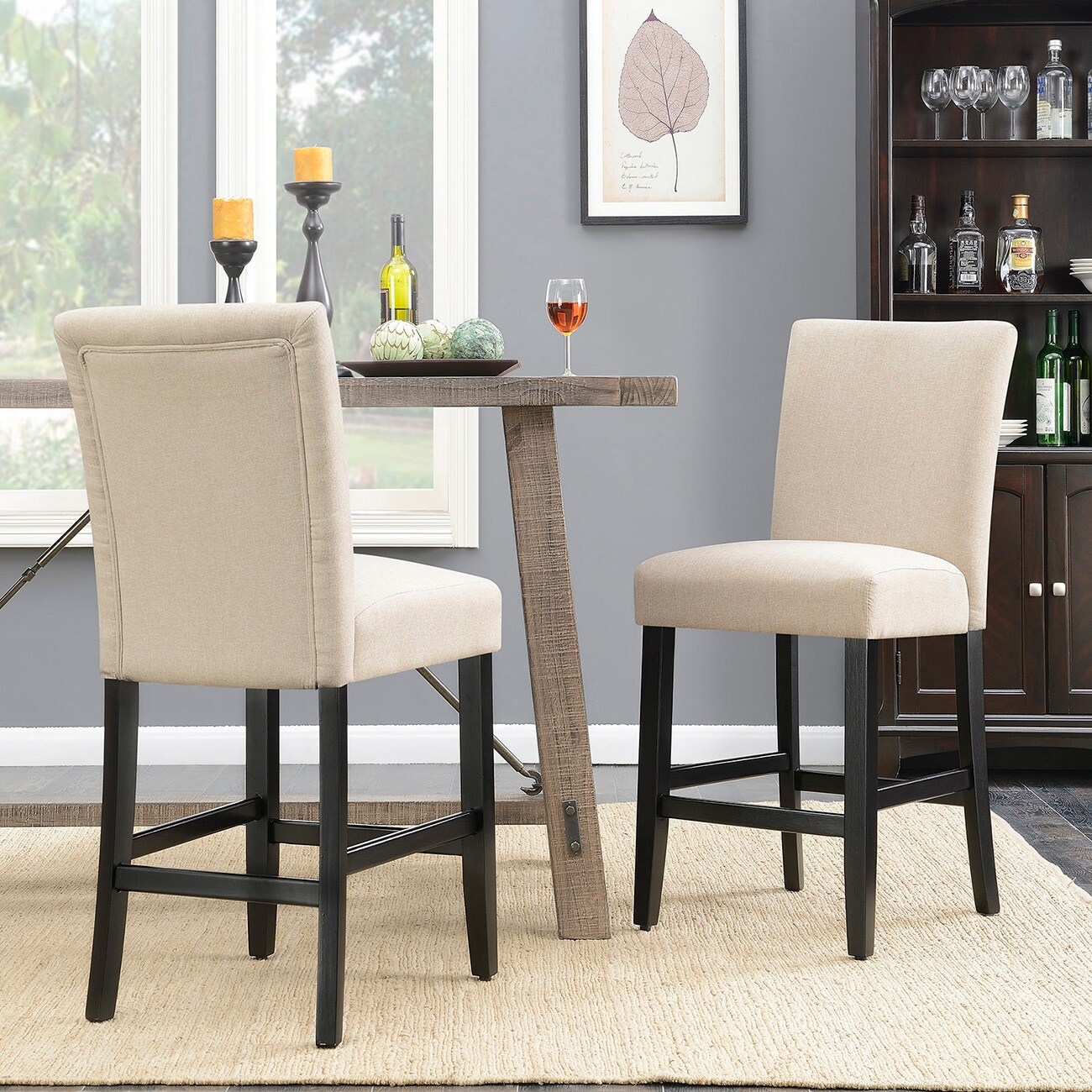  BELLEZE Farmhouse Dining Chairs Set of 2, Upholstered