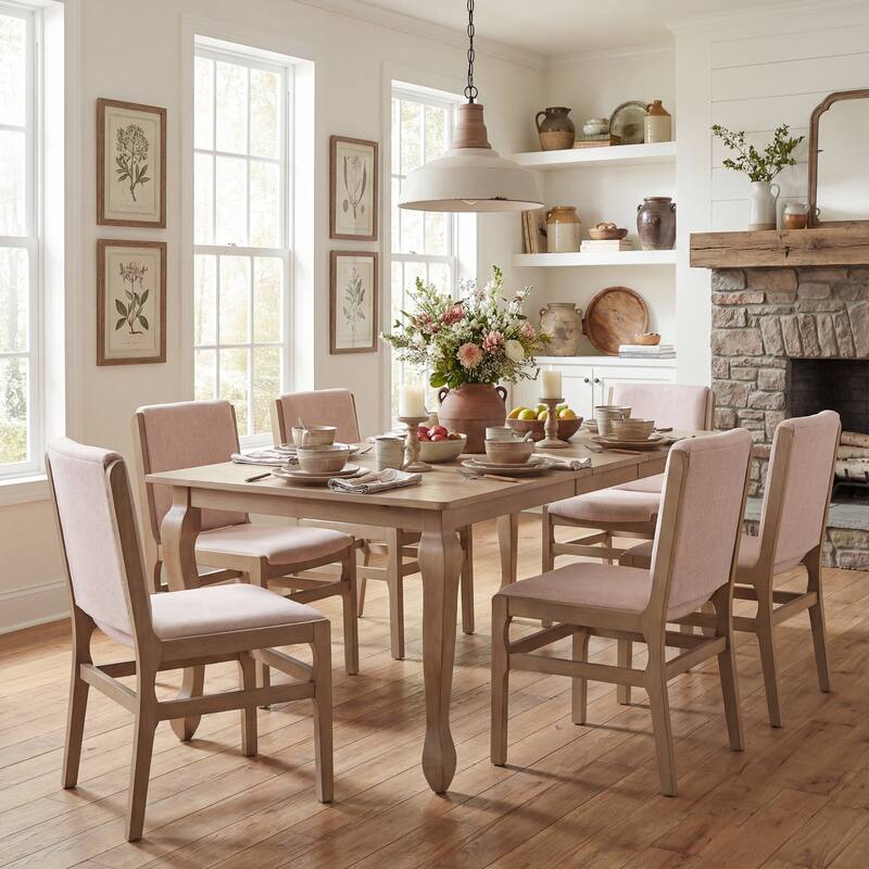 Christopher Knight Home - French Country Extendable Dining Set with Butterfly Leaf Table & Upholstered Armless Dining Chairs