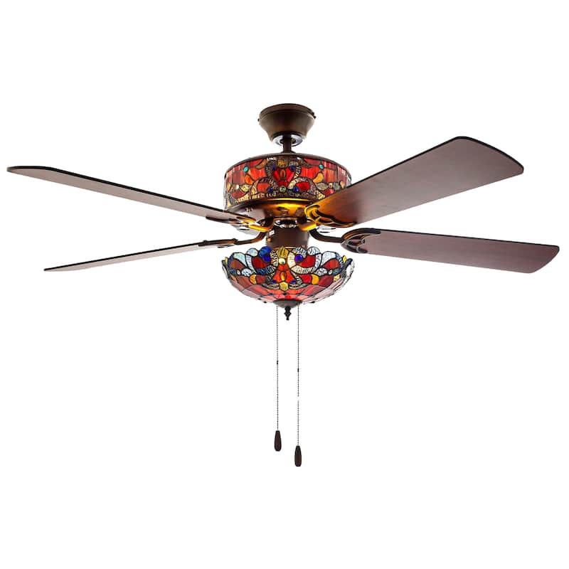 Copper Grove Guasipati 52-inch Tiffany-style Magna Carta Ceiling Fan - 52"L x 52"W x 16.5