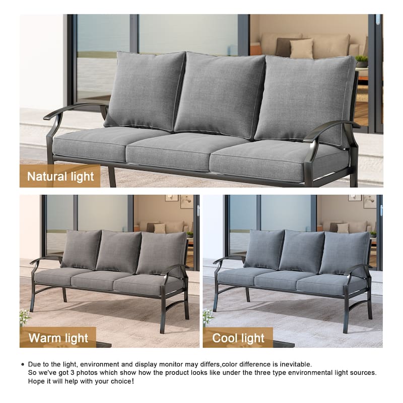 Outdoor Patio Metal 74" W Sofa/ 50" W Loveseat with Cushions