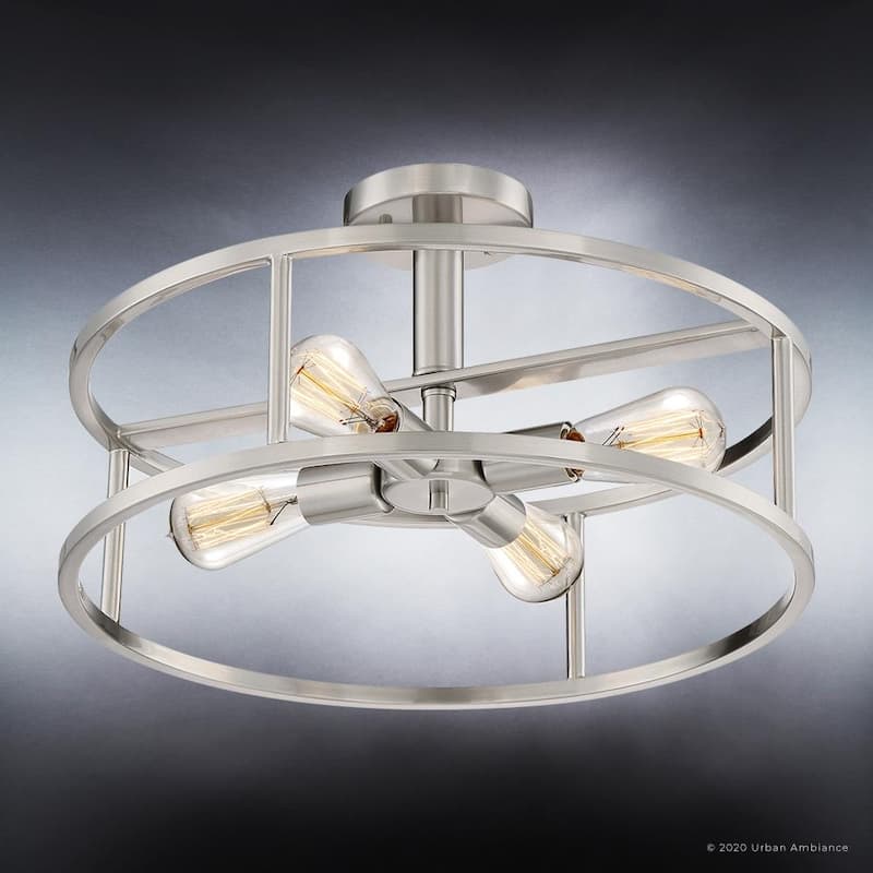 Luxury Scandinavian Ceiling Light, 10.5"H x 18"W, with Modern Style, Brushed Nickel, by Urban Ambiance