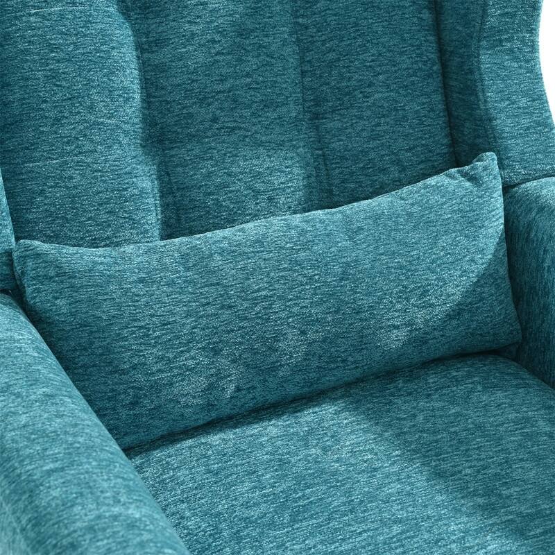 Modern Chenille Upholstered Armchair with Pillow and Solid Wood Leg