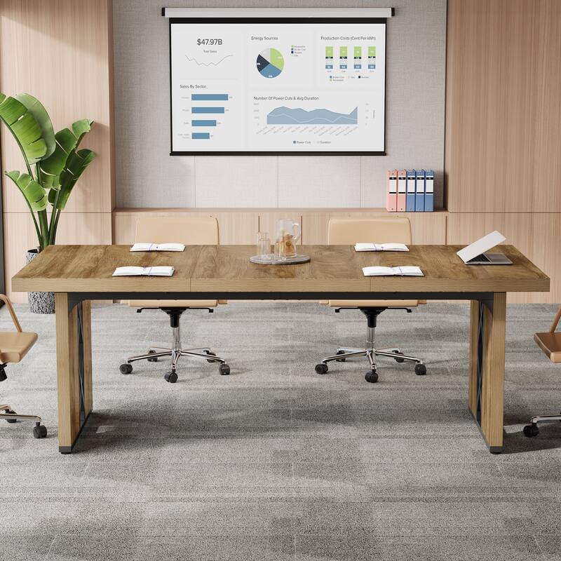 6 ft Long Rectangle Conference Table with Strong Wood Metal Legs