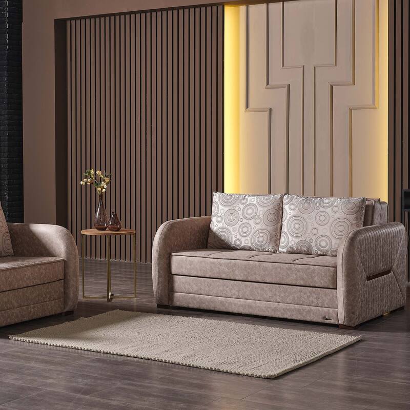Collection Upholstered Convertible Loveseat With Storage