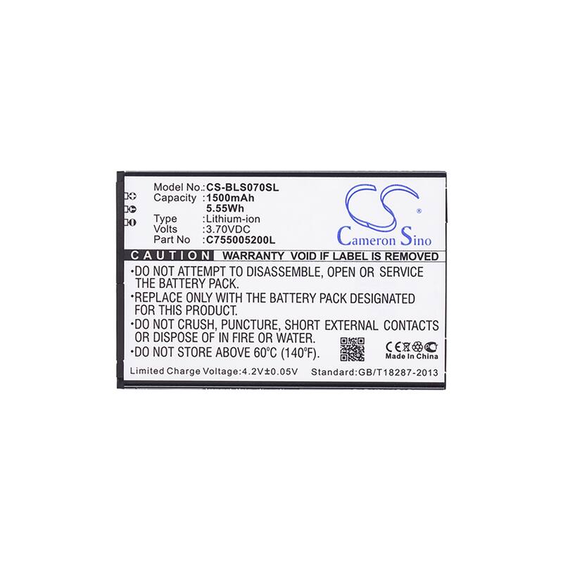 Battery for BLU S070Q Studio Selfie C755005200L Mobile SmartPhone CS-BLS070SL - Black