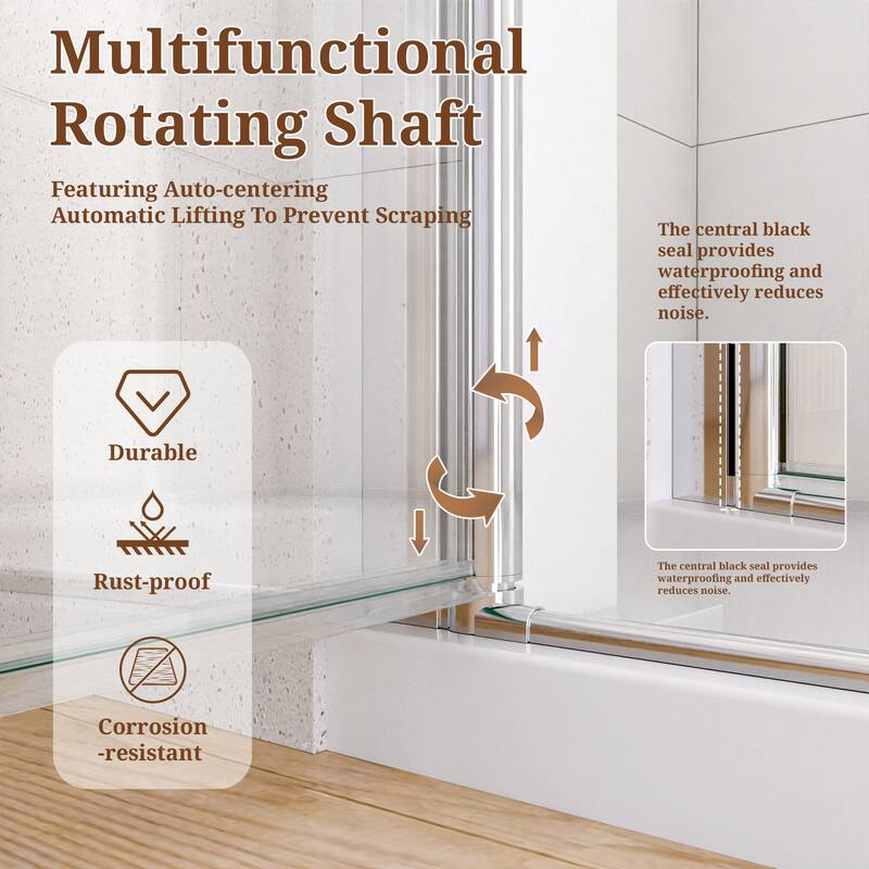 GDFStudio - Modern America Design Semi-Frameless Circular Pivot Shower Door with 1/4" SGCC Tempered Glass & Magnetic Soft-close