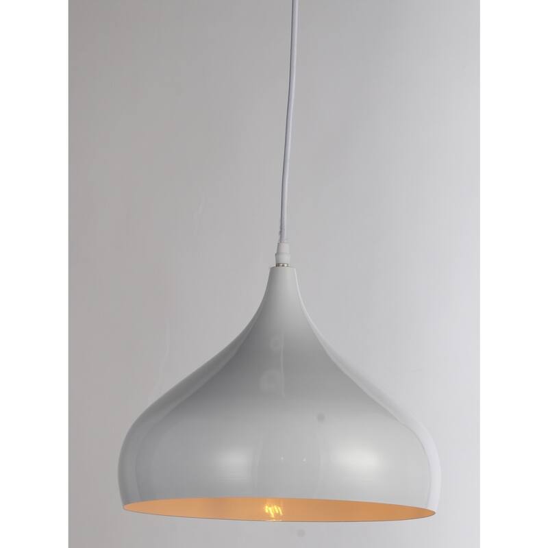 Modern Pendant Light - 1-Light White Hanging Lamp for Kitchen Island Dining Room - 9.5