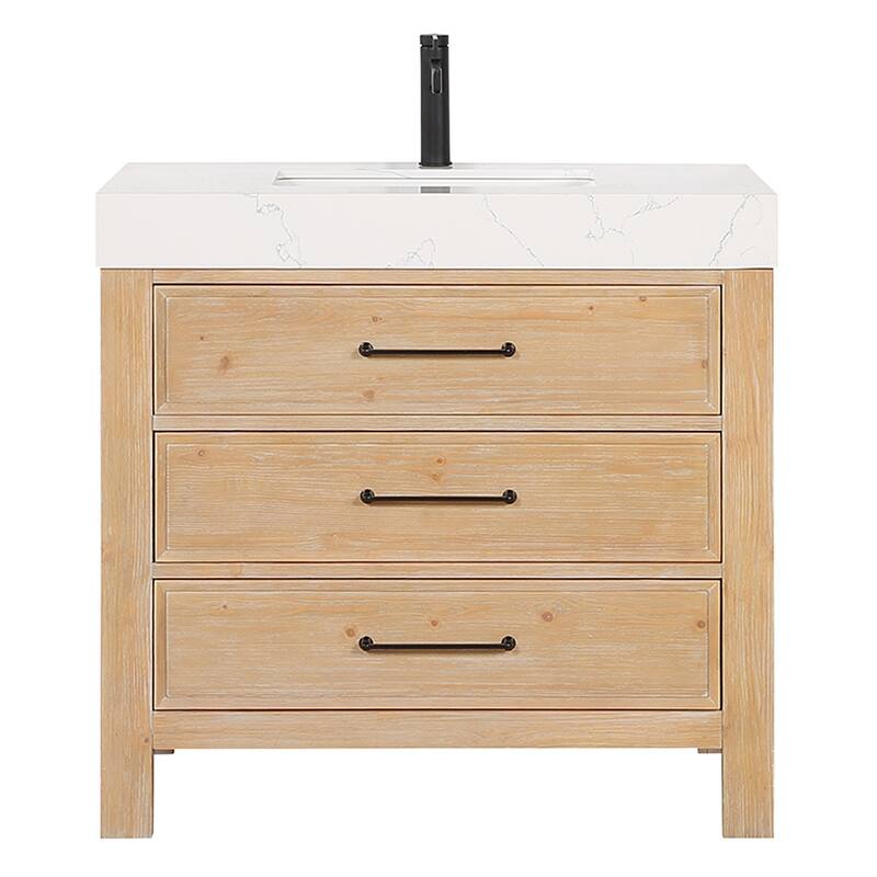 Leon 36 in. Single Bathroom Vanity with Composite Stone Top