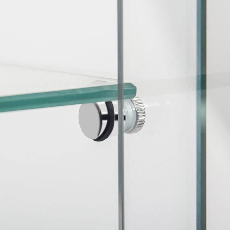 Tempered glass display cabinet, file cabinet, with Bluetooth LED light strip, lock on the door,equipped with cast, easy to move