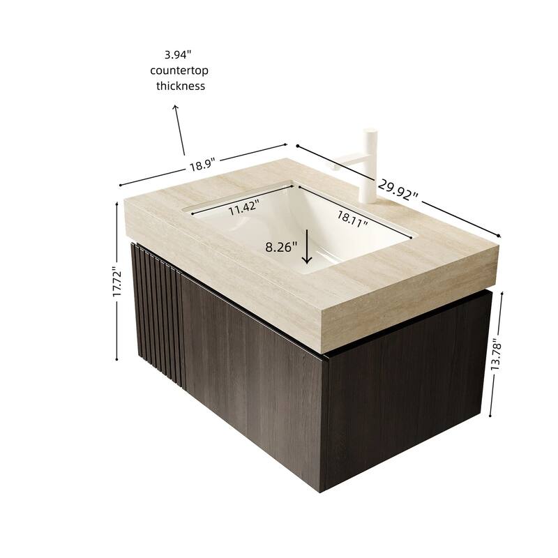 Mondern Floating Bathroom Vanity with 1 Pre-drilled Faucet Holes