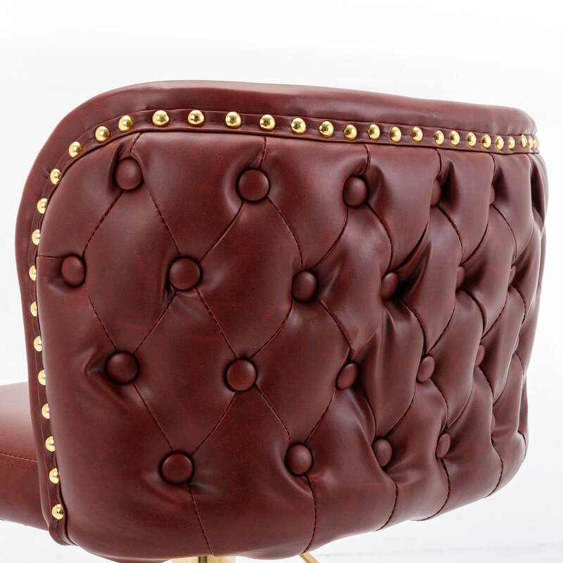 GDF Studio - Riveton Modern PU Upholstered Swivel Bar Stools with Adjustable Height and Tufted Back, Chrome Base (Set of 2)