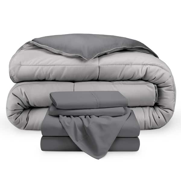 slide 2 of 56, Bare Home Down Alternative Reversible Bed in a Bag Grey/Light Grey, Sheets: Grey - California King