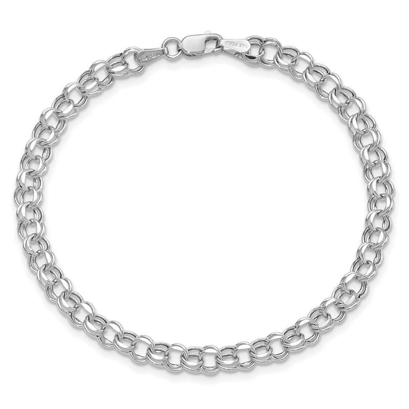 Curata 14k Yellow or White Gold 4.5mm Solid Double Link Charm Bracelet - 7"or 8"