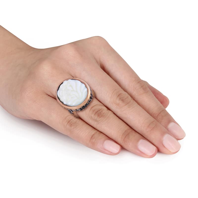 Miadora White Stone Ring in Bronzetone