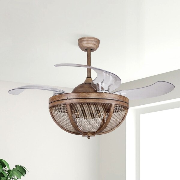 Shop 46-inch Retractable Weathered Oak Wood 4-Blades ...