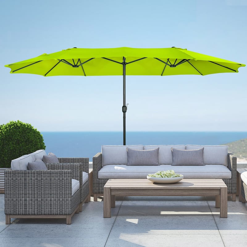 Johnn 15-foot Double-Sided Outdoor Offset Patio Twin Umbrella