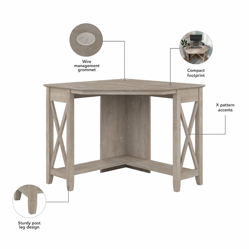 Key West Small Corner Desk by Bush Furniture - Washed Gray