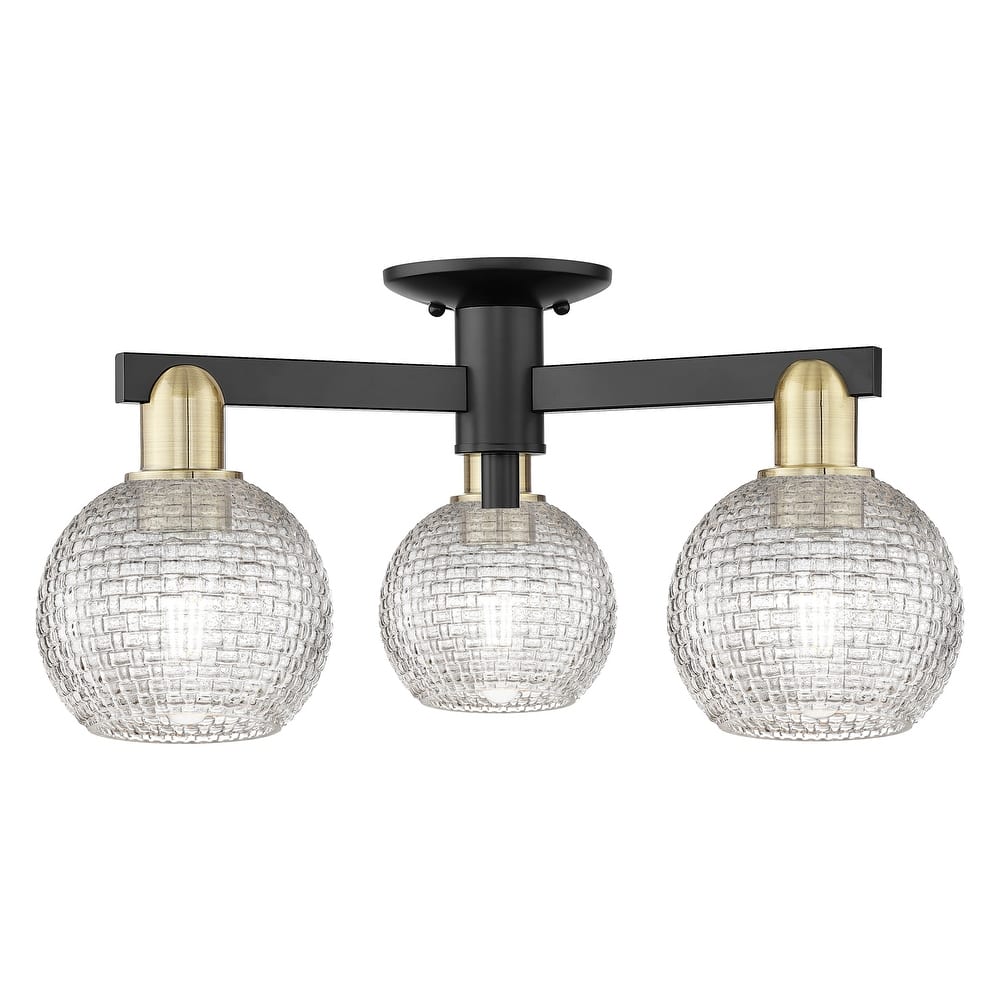 Innovations Lighting Endless Possibilities Arcadia - Athens - 3 Light 23" Basketweave Semi-Flush Mount