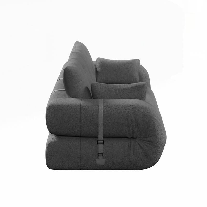 3-in-1 Teddy Fabric Foam-Filled Sleeper Sofa Bed