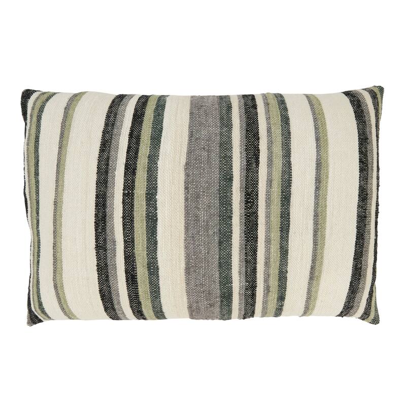 Striped Serenity Throw Pillow - 16"x24" - Polyester - Blue-Grey
