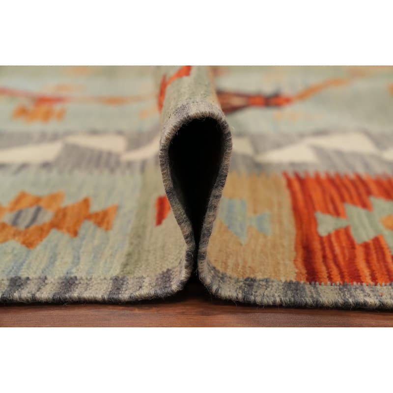 Hand Woven Oriental 100% Wool Carpet Southwestern Tribal Multi-Colored Kilim Area Rug - 11' 3'' X 8' 3''