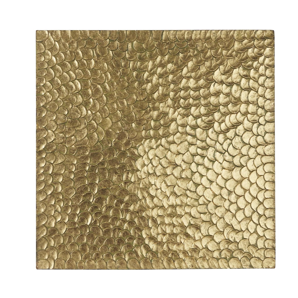 Wood Abstract Carved Scales Home Wall Decor with Hammered Inspired Design - Gold or Silver - Roche River Decor