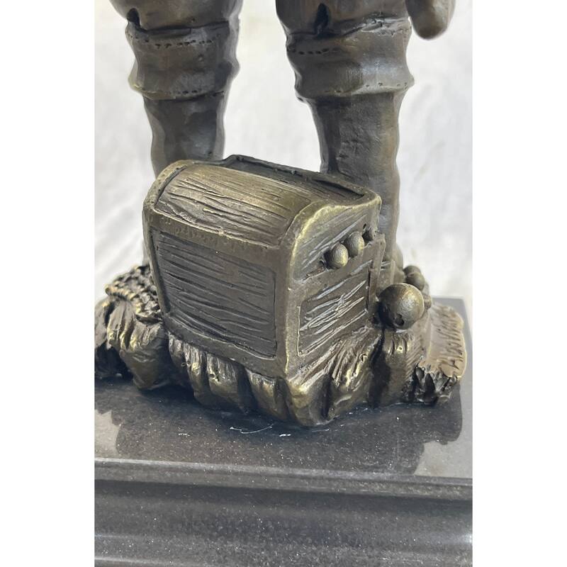 Pirate With Treasure Chest And Sword Bronze Sculpture Statue Signed Original 14 Inches X 5 Inches
