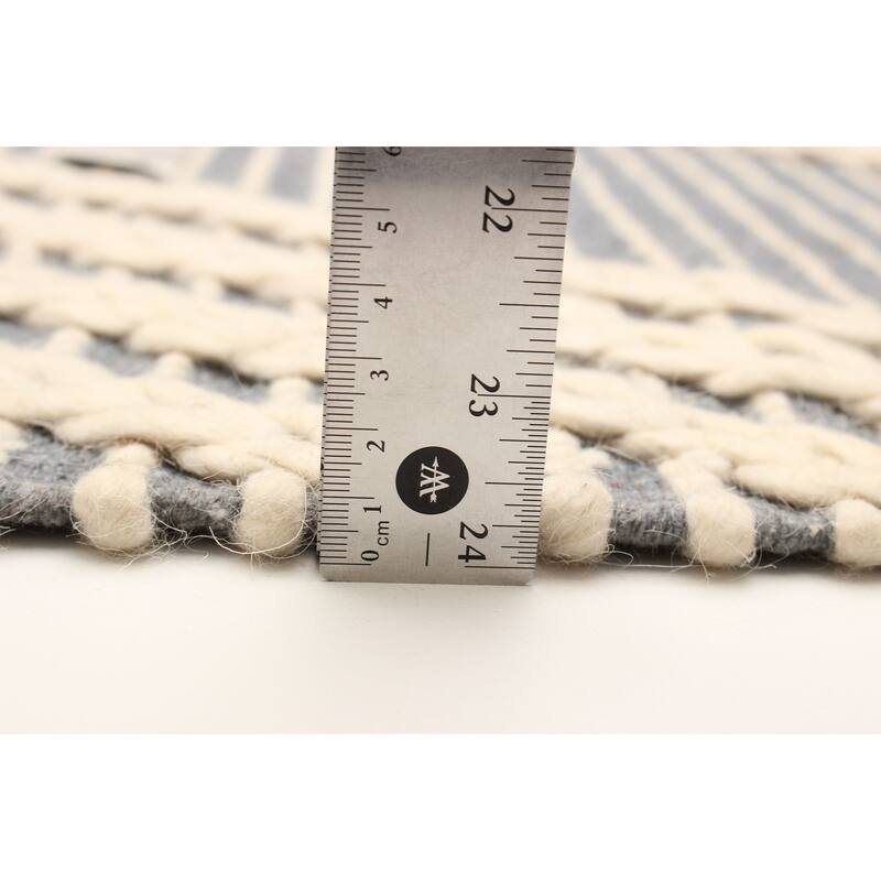 ECARPETGALLERY Braid weave Sienna Grey Wool Rug - 4'8 x 7'11