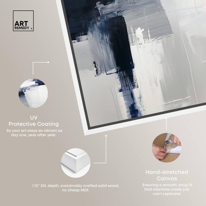Blue Cascades on Still White Canvas by Art Remedy